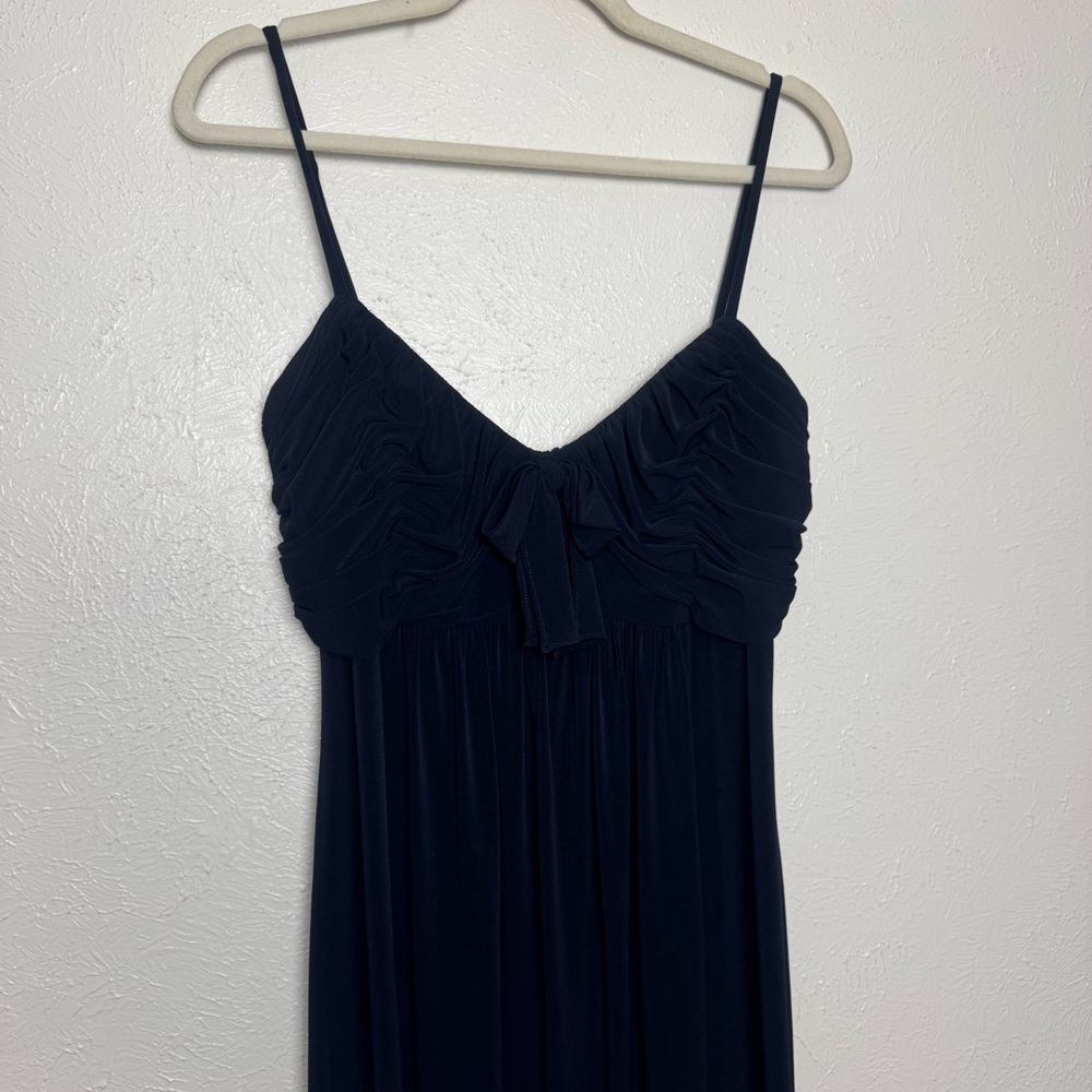 Amsale Elegant Formal‎ Navy Blue Babydoll Maxi Dress Gown